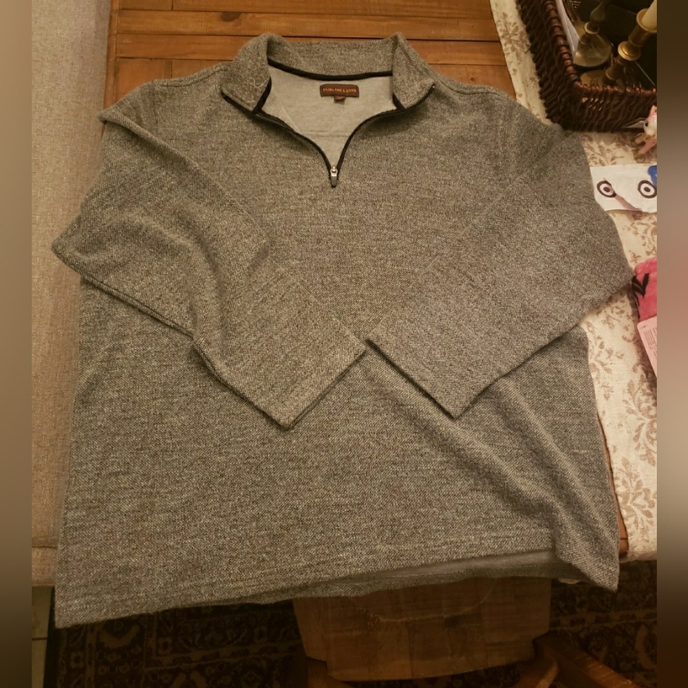 Fairlane & Sons Men’s Quarter Zip Pullover- gray XXL